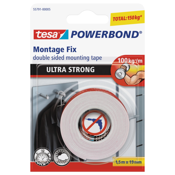 Ragasztoszalag ketoldalas rogzitoszalag ultra eros 19mmX1 5m PowerBond Tesa i576020