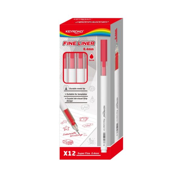 Rostiron tufilc keszlet 0 4 mm Fine Liner 12db doboz Keyroad piros i203359