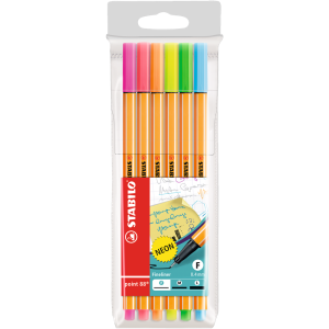 Rostirón, tűfilc készlet, 0,4mm, Stabilo Point 88, 6 klf. szín