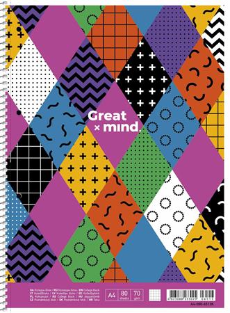 Spirálfüzet, A4+, kockás, 80 lap, SHKOLYARYK "Great Mind", vegyes 1 SHKOLYARYK