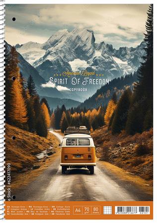 Spirálfüzet, A4, kockás, 80 lap, SHKOLYARYK "Spirit of Freedom", vegyes 2 Spirálfüzet, A4, kockás, 80 lap, SHKOLYARYK "Spirit of Freedom", vegyes