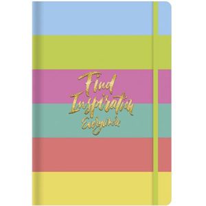 Jegyzetfüzet, A5, vonalas, sima, pontrácsos, 96 lap, keményfedeles, SHKOLYARYK "find Inspirations", vegyes minta