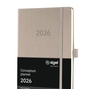 Naptár, A5, heti, 2026, kemény borító, SIGEL "Conceptum", taupe