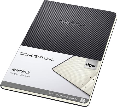 Füzet, exkluzív, A5, kockás, 60 lap, keményfedeles, SIGEL "Conceptum", fekete 1 SIGEL