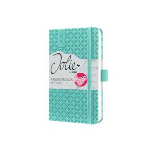 Naptár, A6, heti, 2026, kemény borító, SIGEL "Jolie", aqua zöld