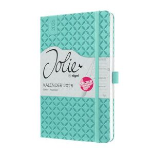 Naptár, A5, heti, 2026, kemény borító, SIGEL "Jolie", aqua zöld