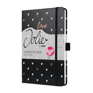 Naptár, A5, heti, 2026, kemény borító, SIGEL "Jolie", Dark love