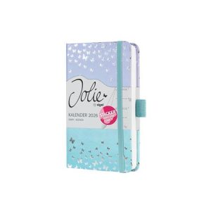 Naptár, A6, heti, 2026, kemény borító, SIGEL "Jolie", Butterfly Confetti Sky