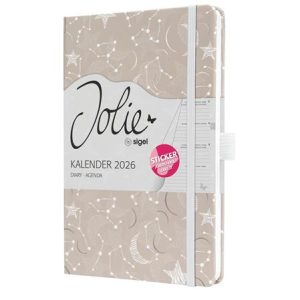 Naptár, A5, heti, 2026, kemény borító, SIGEL "Jolie", Cosmic Fantasy Beige