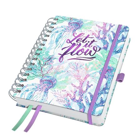 Naptár, spirál, A5, heti, 2026, kemény borító, SIGEL "Jolie", Let it flow 1 SIGEL