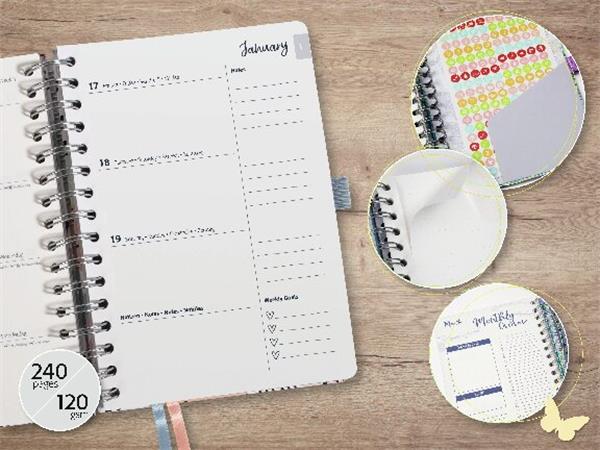 Naptár, spirál, A5, heti, 2026, kemény borító, SIGEL "Jolie", Let it flow 2 Naptár, spirál, A5, heti, 2026, kemény borító, SIGEL "Jolie", Let it flow