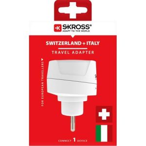 Adapter, Svájcba, Olaszországba, Brazíliába utazóknak, földelt, SKROSS