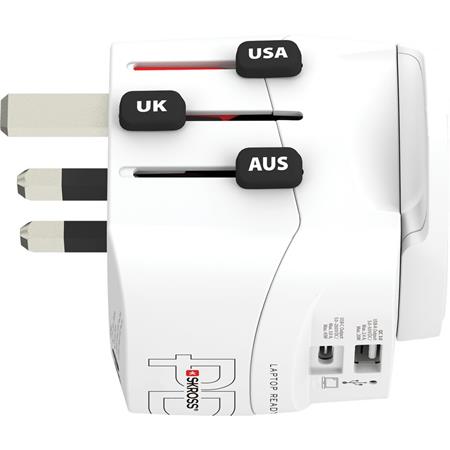 Adapter, világutazóknak, 1xUSB-A, 1xUSB-C PD, 45W, USB-C kábel, SKROSS 3 Hálózati adapterek