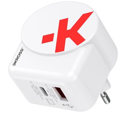 Hálózati töltő, 1xUSB-A, 1xUSB-C, PD, 45W, GaN, USB-C kábel, SKROSS 1 SKROSS