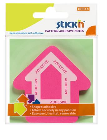 Öntapadó jegyzettömb, nyíl alakú, 70x70 mm, 50 lap, STICK N, magenta 1 STICK N