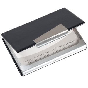 Névjegytartó tárca, alumínium/műbőr, 20 db-os, SIGEL