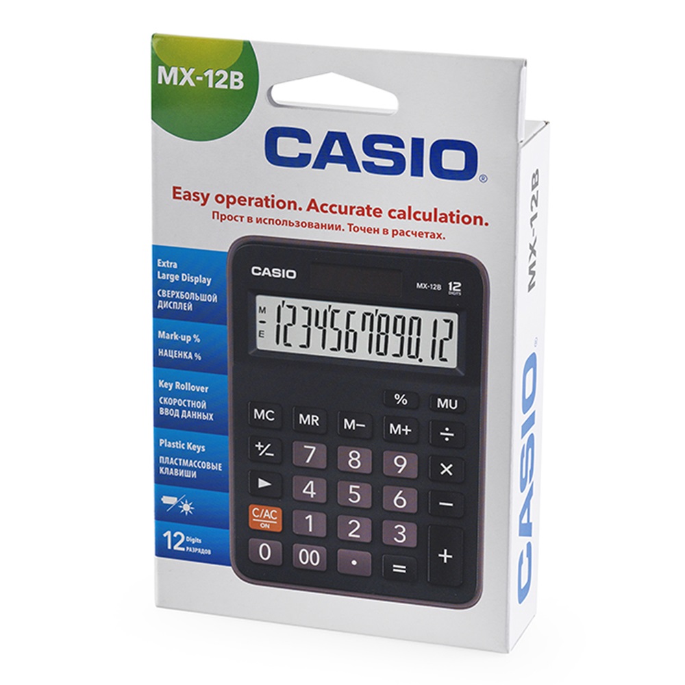 Számológép asztali 12 digit, döntött kijelző Casio MX12B fekete 2 Számológép asztali 12 digit, döntött kijelző Casio MX12B fekete - Image 2
