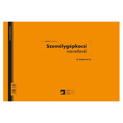 Személygépkocsi menetlevél 100 lapos tömb A/4 fekvő 1 Személygépkocsi menetlevél 100 lapos tömb A/4 fekvő