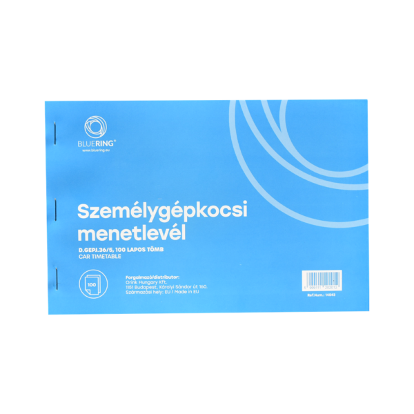 Szemelygepkocsi menetlevel A5 100lapos DGEPJ365 Bluering i263150