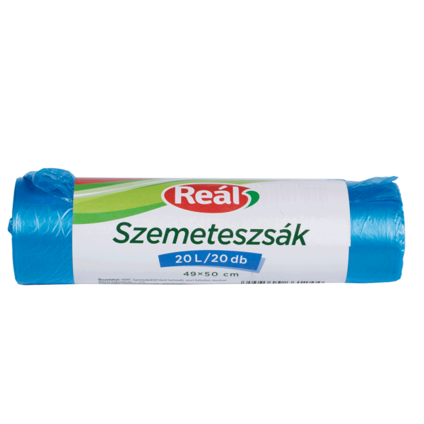 Szemeteszsak 20 liter 49 x 50 cm 20 dbtekercs Real kek i507253