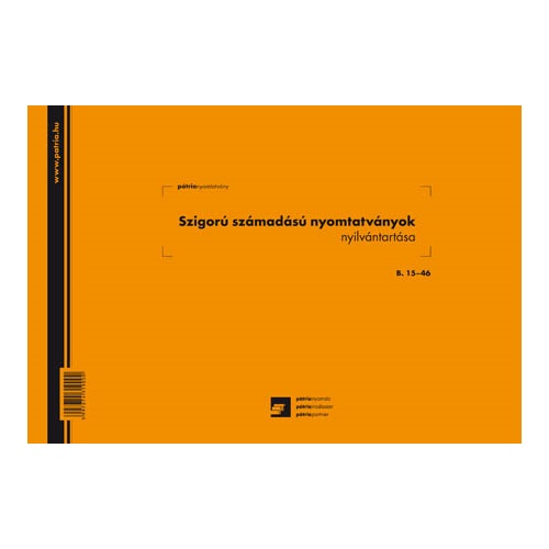Szigorú számadású nyomtatványok nyilvántartása A/4 fekvő karton 1 Szigorú számadású nyomtatványok nyilvántartása A/4 fekvő karton