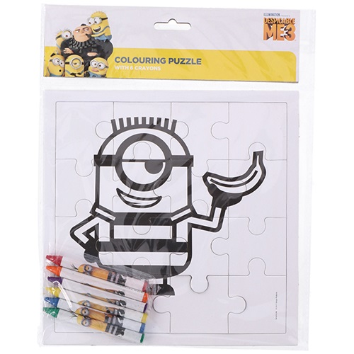 Színezhető puzzle 16db-os + 6db zsírkréta Minions banánnal 1 Színezhető puzzle 16db-os + 6db zsírkréta Minions banánnal