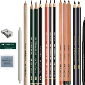 Ceruza készlet, száraz technikákhoz, FABER-CASTELL "Discovery set", 17 db-os szett