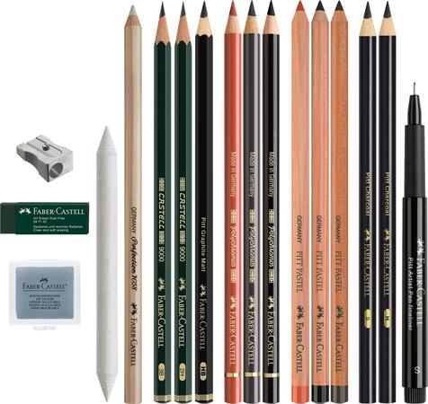 Ceruza készlet, száraz technikákhoz, FABER-CASTELL "Discovery set", 17 db-os szett 2 Ceruza készlet, száraz technikákhoz, FABER-CASTELL "Discovery set", 17 db-os szett