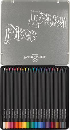 Színes ceruza készlet, háromszögletű, fémdobozban, FABER-CASTELL "Black Edition", 24 különböző szín 2 Színes ceruza készlet, háromszögletű, fémdobozban, FABER-CASTELL "Black Edition", 24 különböző szín
