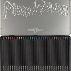 Színes ceruza készlet, háromszögletű, fémdobozban, FABER-CASTELL "Black Edition",  36 különböző szín