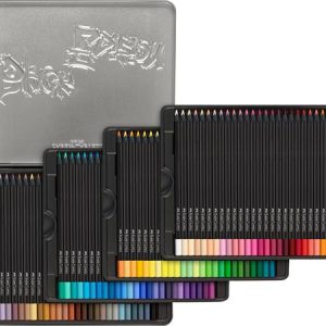 Színes ceruza készlet, háromszögletű, fémdobozban, FABER-CASTELL "Black Edition", 100 különböző szín