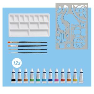 Akvarell festékkészlet, tubusos, kiegészítőkkel, FABER-CASTELL "Creative Studio", 12 különböző szín