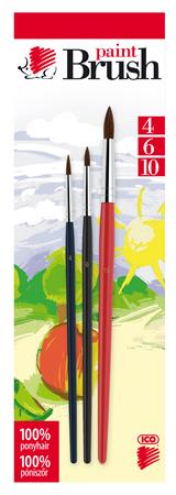 Ecsetkészlet, no. 4-6-10, fa, ICO "Süni", vegyes színek 1 ICO