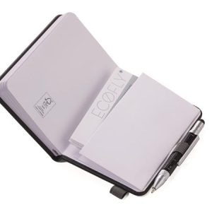 Jegyzetfüzet, exkluzív, A7, pontrácsos, 64 lap, keményfedeles, fekete golyóstollal, TROIKA "Lilipad+Liliput", fekete