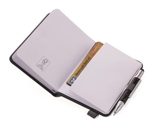 Jegyzetfüzet, exkluzív, A7, pontrácsos, 64 lap, keményfedeles, fekete golyóstollal, TROIKA "Lilipad+Liliput", fekete 3 Kötött és tűzött füzetek A7