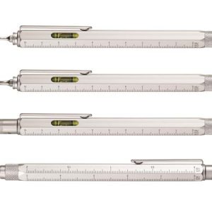 Golyóstoll, multifunkciós, érintővel, TROIKA, "Construction", ezüst