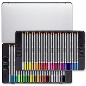 Akvarell ceruza készlet, hatszögletű, fém doboz, STAEDTLER "Karat® aquarell 125", 48 különböző szín