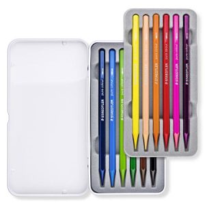 Akvarell ceruza készlet, hatszögletű, fémdobozos, STAEDTLER® "146 10G", 12 különböző szín