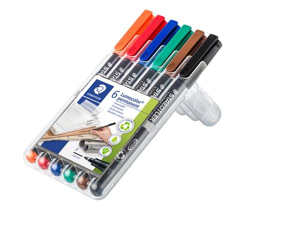 Alkoholos marker készlet, OHP, 0,6 mm, STAEDTLER "Lumocolor® 318 F", 6 különböző szín 2 Alkoholos marker készlet, OHP, 0,6 mm, STAEDTLER "Lumocolor® 318 F", 6 különböző szín