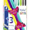 Tűfilc készlet, 0,3 mm, STAEDTLER "Triplus 334", 10+3 különböző szín