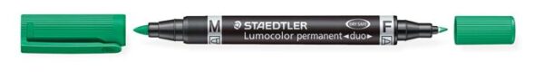 Alkoholos marker, 0,6/1,5 mm, kúpos, kétvégű, STAEDTLER "Lumocolor® duo 348", zöld