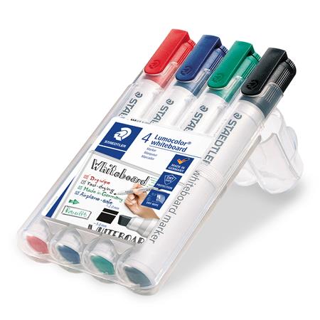 Táblamarker készlet, 2-5 mm, vágott, STAEDTLER "Lumocolor® 351 B", 4 különböző szín 2 Táblamarker készlet, 2-5 mm, vágott, STAEDTLER "Lumocolor® 351 B", 4 különböző szín