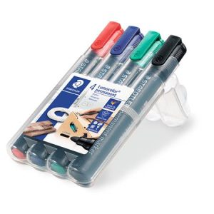 Alkoholos marker készlet, 2 mm, kúpos, STAEDTLER "Lumocolor® 352", 4 különböző szín