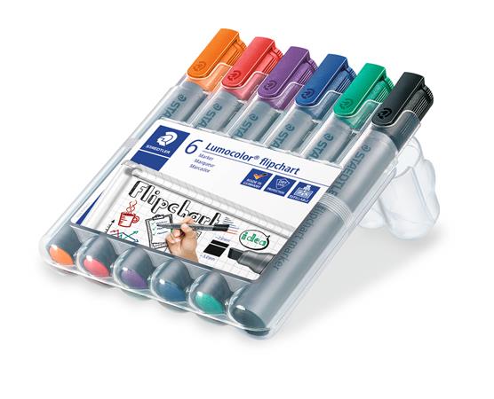 Flipchart marker készlet, 2-5 mm, vágott, STAEDTLER "Lumocolor 356 B", 6 különböző szín 2 Flipchart marker készlet, 2-5 mm, vágott, STAEDTLER "Lumocolor 356 B", 6 különböző szín