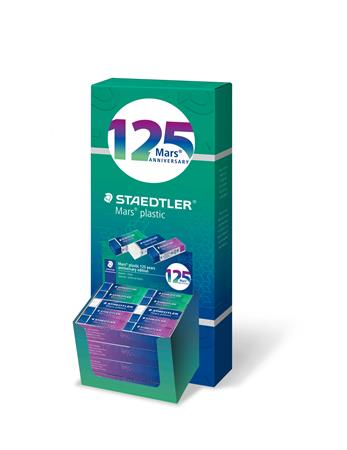 Radír display, STAEDTLER "Mars® Plastic 526, 125 years", kék-zöld-lila 1 STAEDTLER