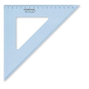 Háromszög vonalzó, műanyag, 45°, 16 cm, STAEDTLER "Mars 567", átlátszó kék