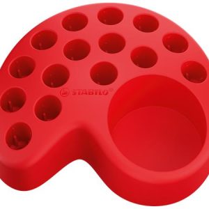 Színes ceruza készlet asztali tartóban, kerek, vastag, STABILO "Woody 3 in 1", 15 különböző szín, hegyezővel