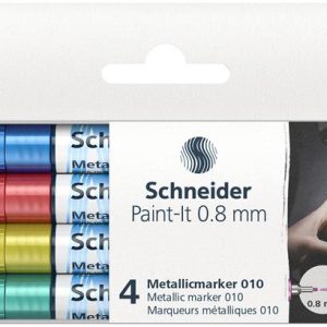 Metálfényű marker készlet, 0,8 mm, SCHNEIDER "Paint-It 010", 4 különböző szín