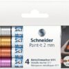 Metálfényű marker készlet, 2 mm, SCHNEIDER "Paint-It 011", 4 különböző szín