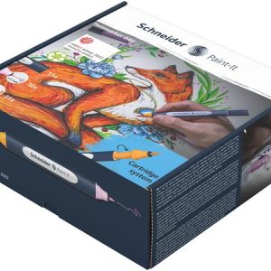 Kétvégű marker készlet, 72 darabos, SCHNEIDER "Paint-It 040 Twin marker Set complete", 30 különböző szín